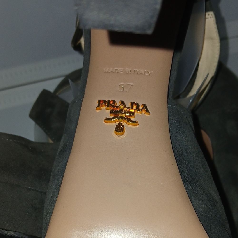 Prada Black Suede Peep-Toe Heels - Picture 4 of 5